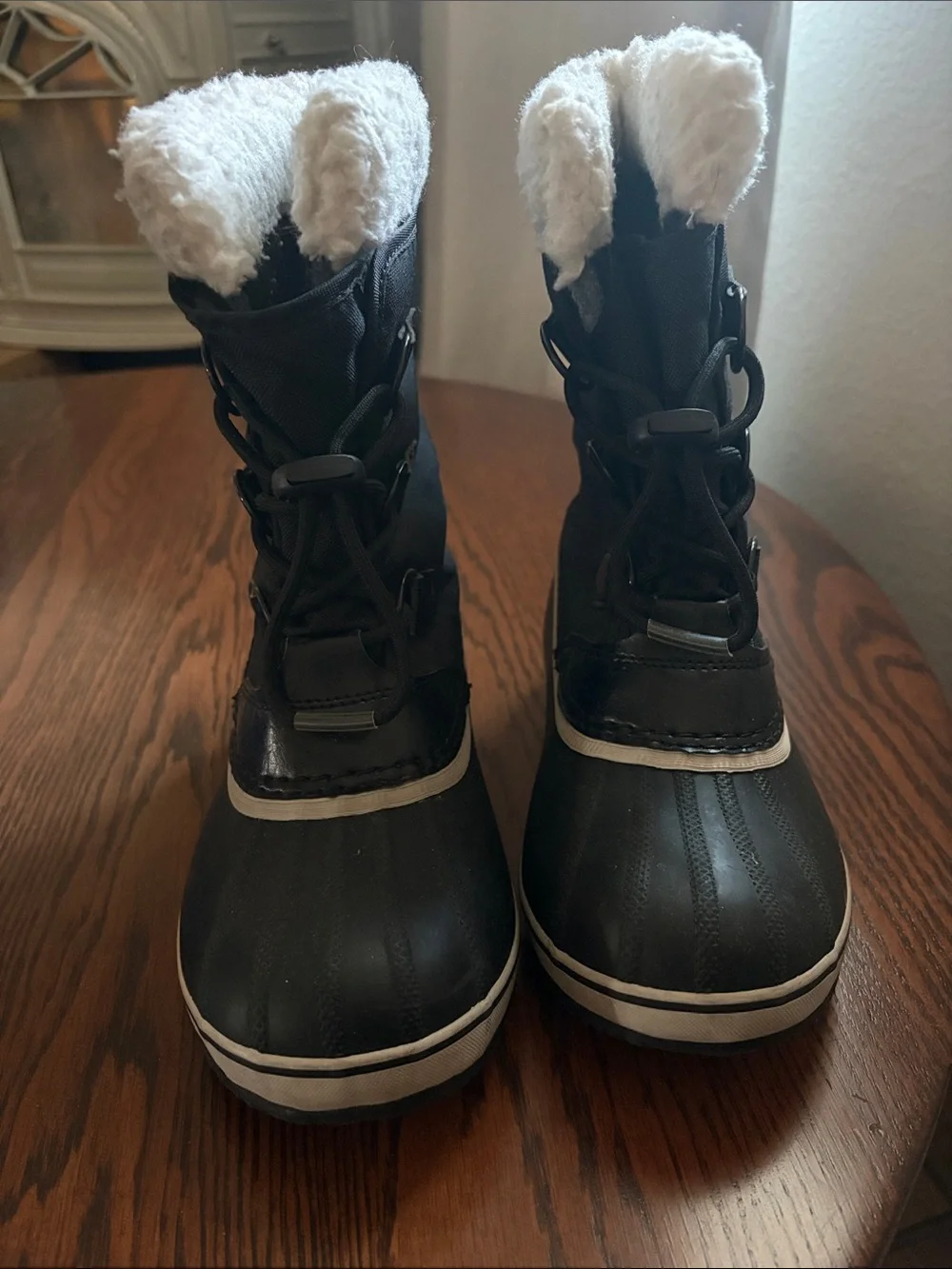 Sorel Kids Black and White Waterproof Winter Boot with Sherpa Cuff